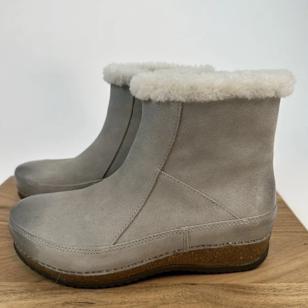 New Womens Dansko Mitzy Stone Burnished Suede Booties Boots‎ Size 39 8.5/9